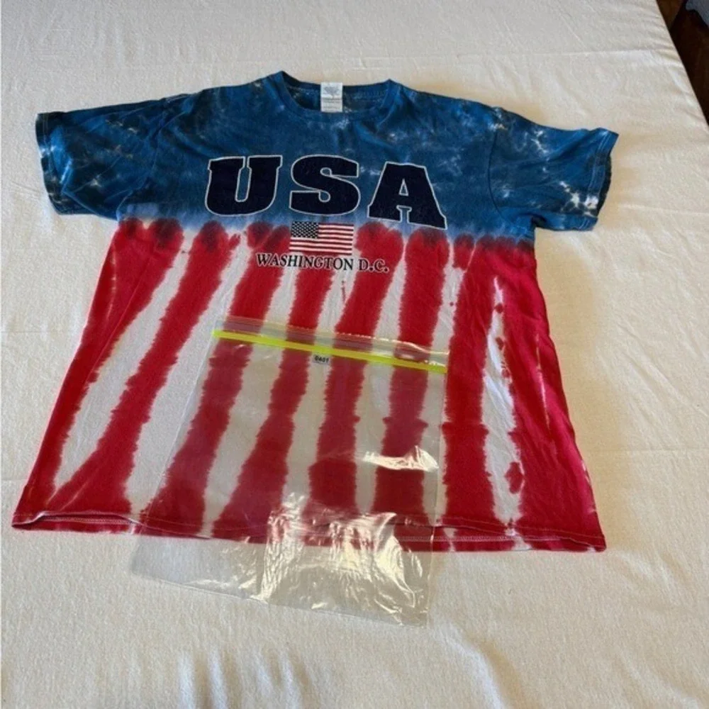 Delta Pro Weight‎ USA Washington DC Tie Dye Shirt Kids Large Red White Blue Tee
